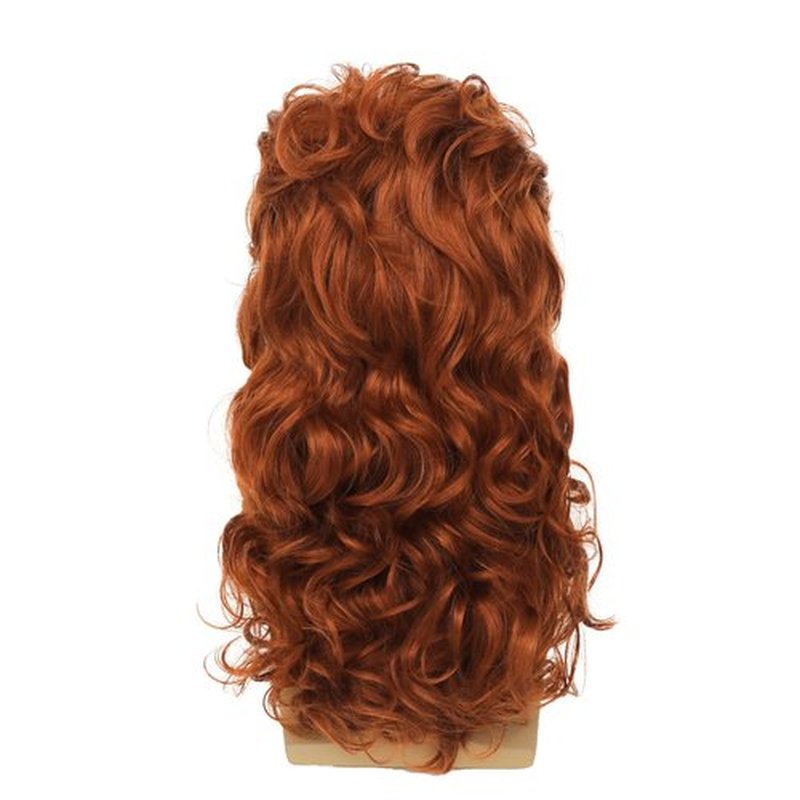 Dai Cloud Mens Orange Mullet Wig Long Curly 80s Rocker Wig Cosplay Halloween Costumes Party Hair Wig for Male Guys(Orange)
