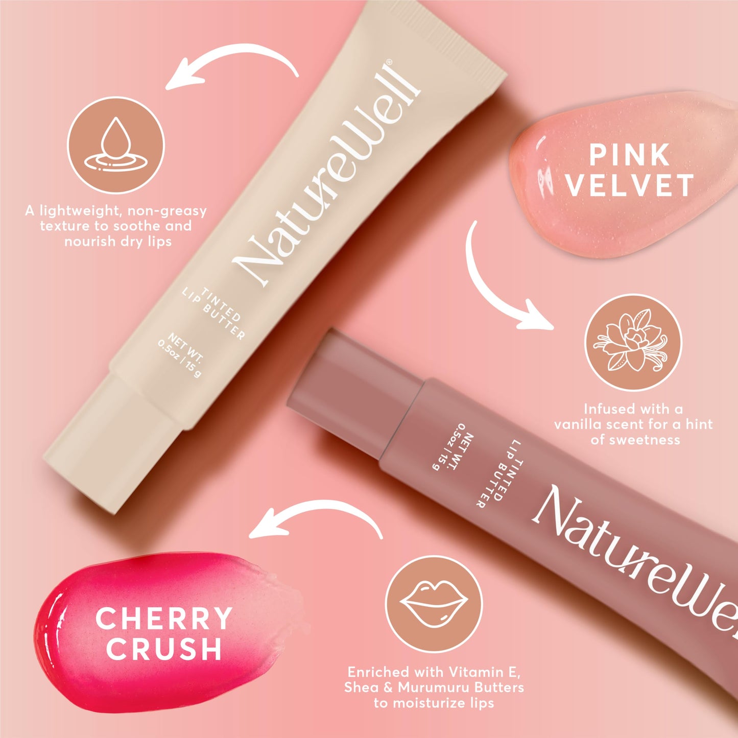 NatureWell Tinted Lip Butter Variety Pack of 4, 0.50 Oz Each