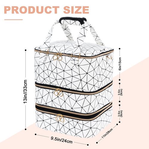 Uross Nail Polish Organizer Bag Holds 84 Bottles Nail Polish & Nail Lamp,Large Gel Nail Polish Organizers and Storage box for Nail Tech, Nail Kit Supplies Organizer Case-White