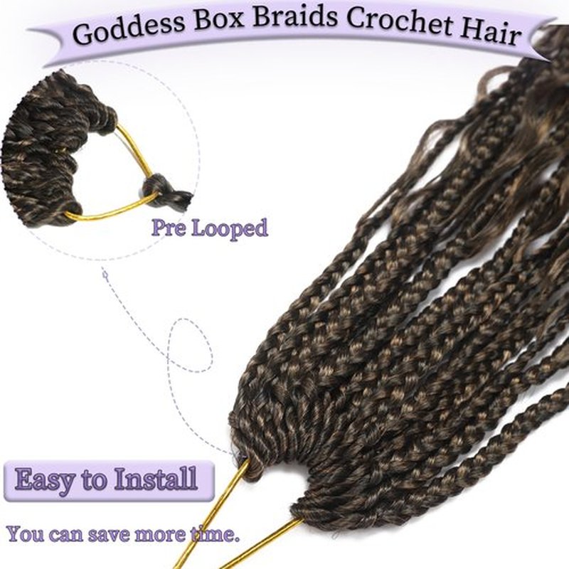 Goddess Box Braids Crochet Hair 18inch Boho Crochet Braids Crochet Box Braids Box Braids Crochet Hair 8 Packs Crochet Hair for Black Women (18 Inch,T30)
