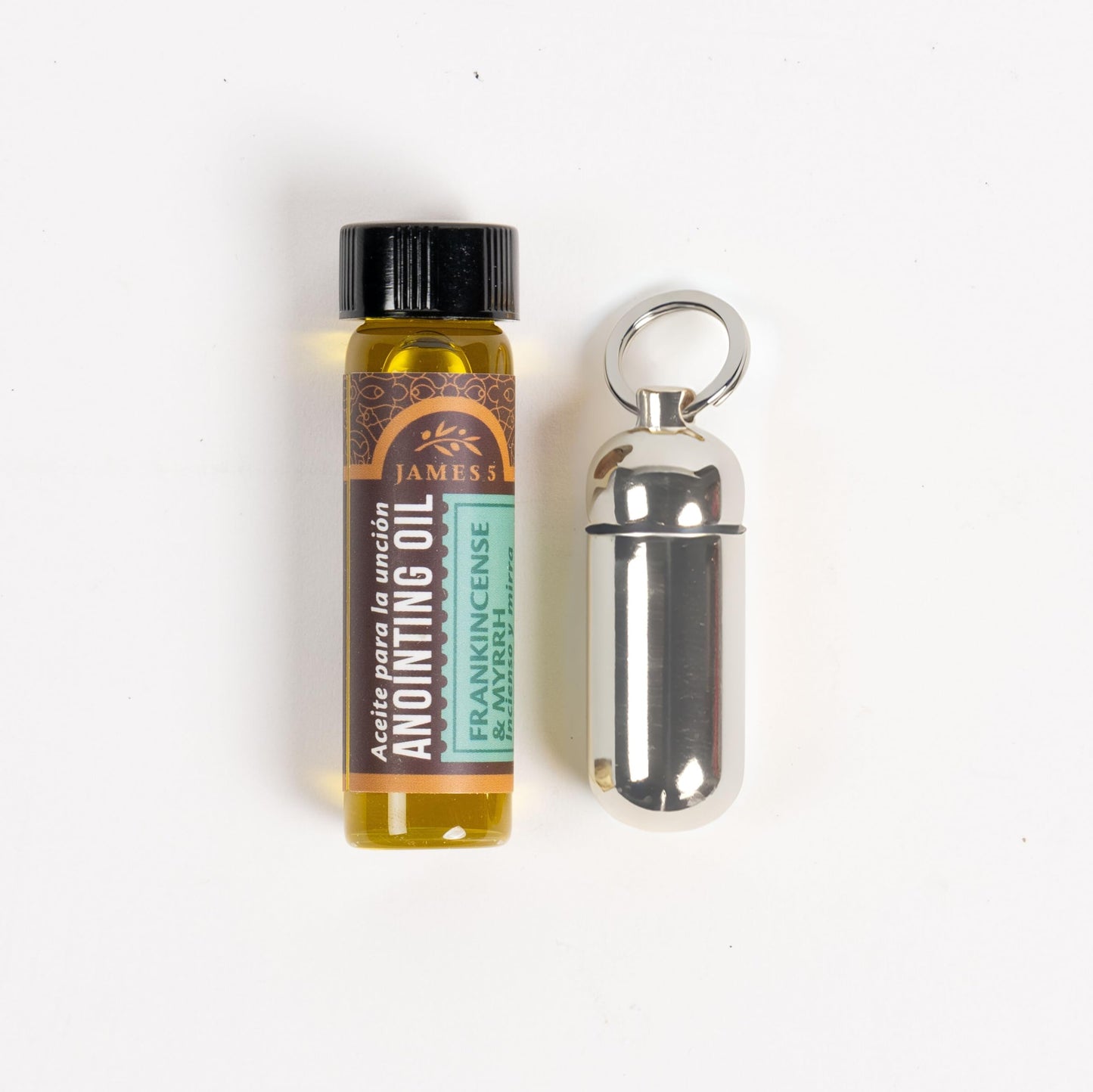 Broadman Church Supplies Anointing Oil & Holder Gift Set, with Key Ring and Eyedropper - Silver
