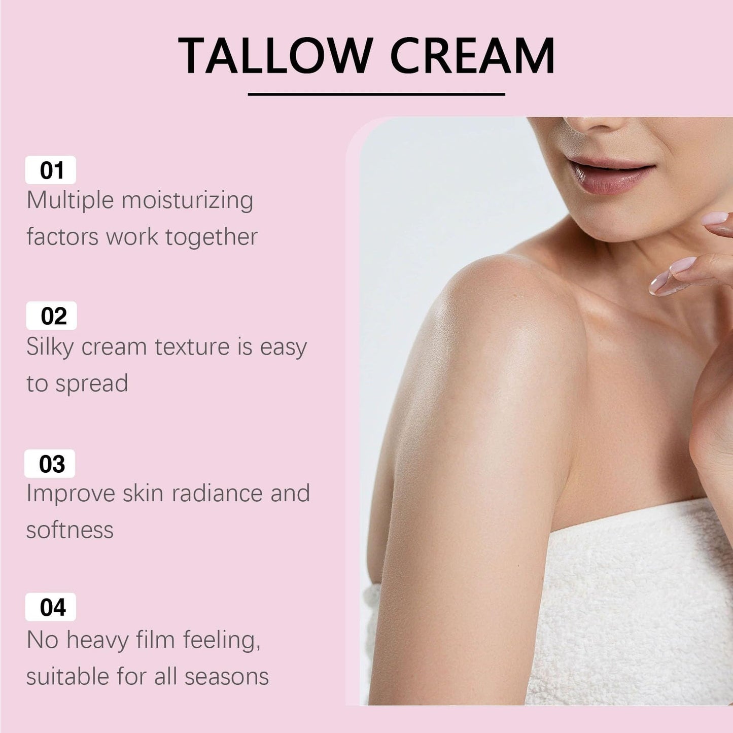 TUOSHITONG Beef Tallow, Beef Tallow for Skin, Face & Body Whipped Moisturizer with Rose, Nourishing Soothing Moisturizer Body Cream Skin Care, Suitable for All Skin Types 4 oz