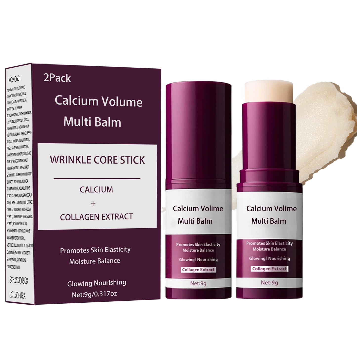 Reepic Cosmer 2-Pack Calcium Multi Balm Stick -Collagen Moisturizing Balm Stick for Face,Eyes & Neck, Anti-Wrinkle Eye Cream, Wrinkle Core Sticks For Firming Skin,Hydrating,Anti-aging