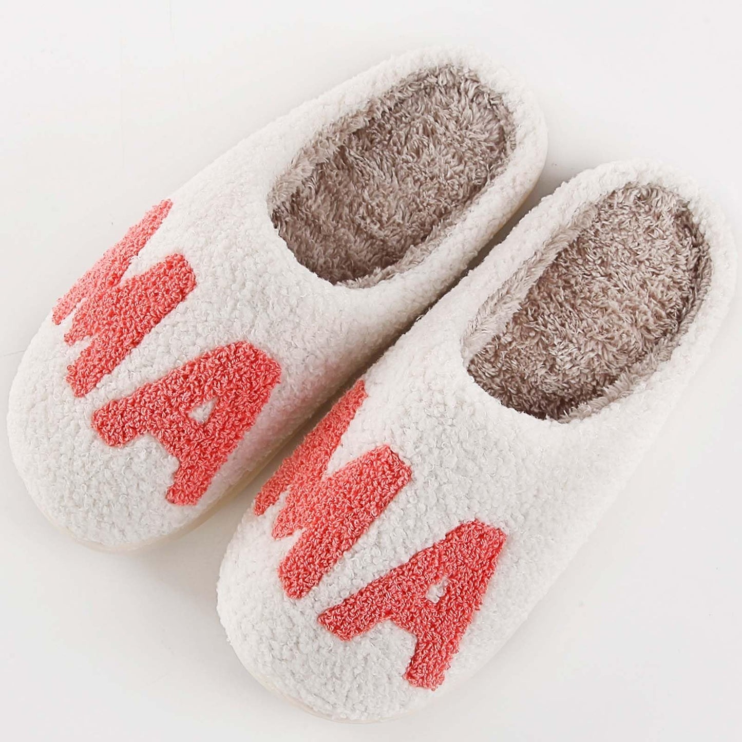 Aucomfo mama Slippers For Women Mother's Day Gifts For Mom Valentine Cute Comfy Bedroom Home Memory Foam Slippers,Ladies Furry Warm Shoes Indoor for Winter,Mother 41-42