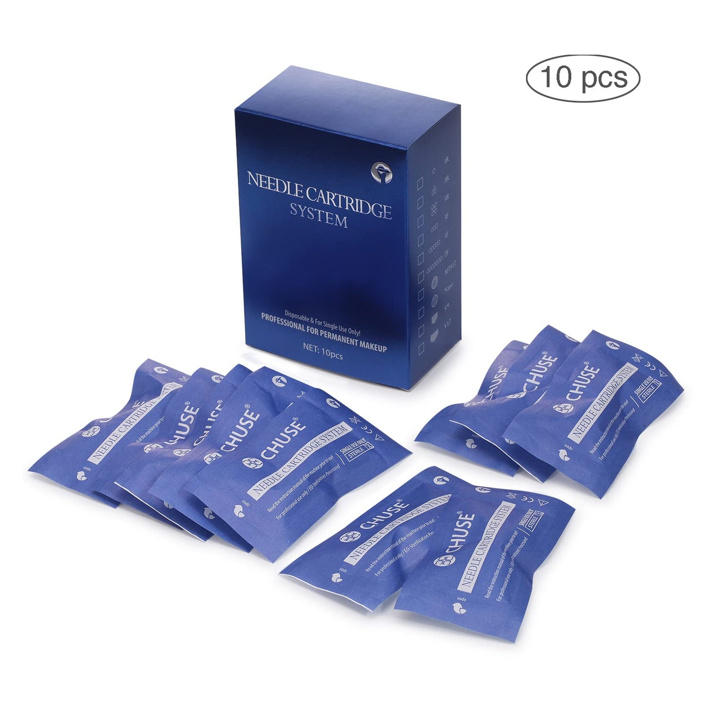 CHUSE C22 Prevents Ink Spitback Safety Tattoo Pro Cartridges Needles Permanent Makeup Needles Box of 10Pcs (U9 0.25)