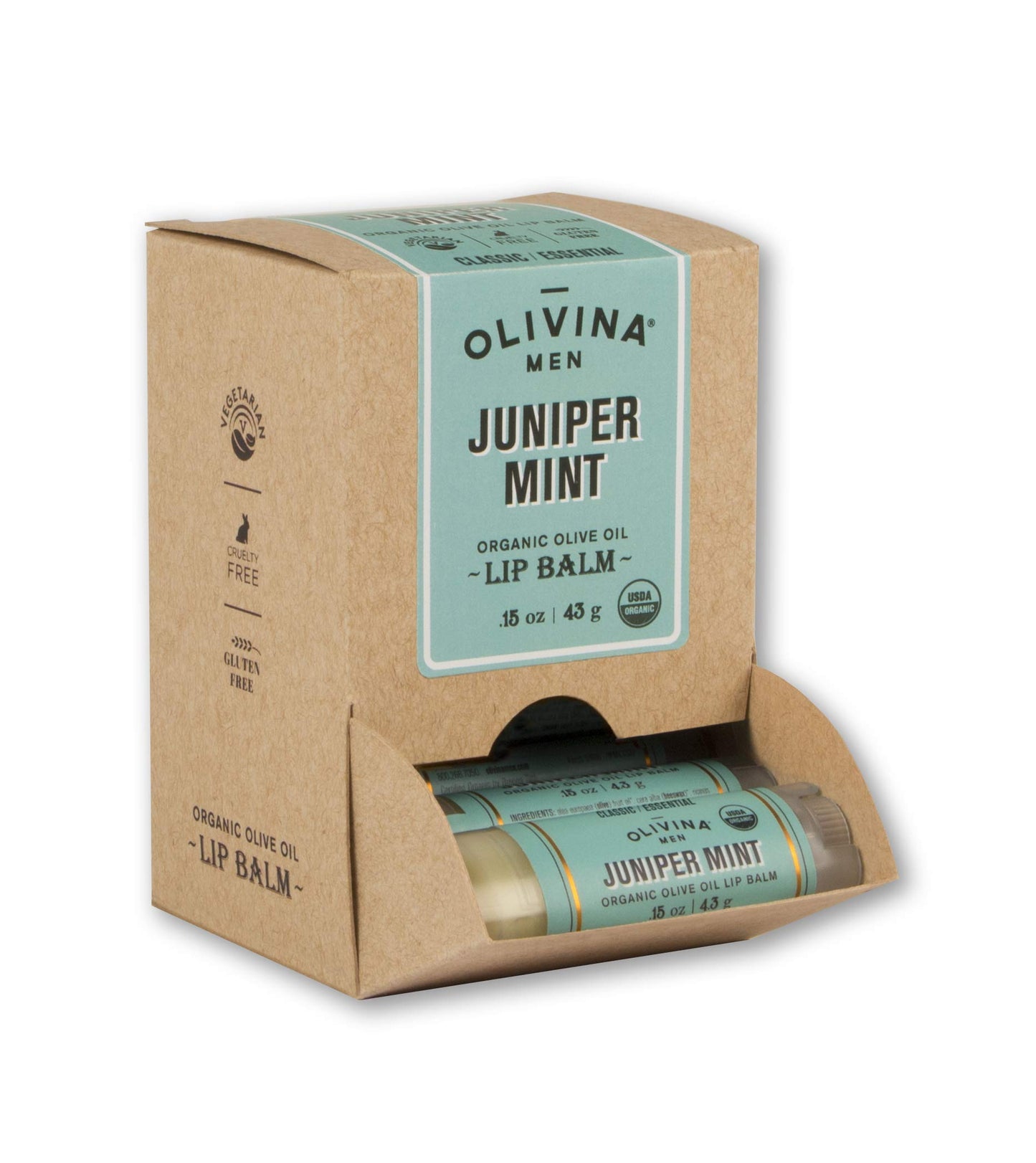Barrel and Oak - Organic Lip Balm, Lip Moisturizer, Lip Repair, Organic Olive Oil & Organic Cocoa Butter, Natural Lip Repair, Nourishes, Hydrates, & Soothes Dry Lips, Vegetarian (Juniper Mint, .15 oz)