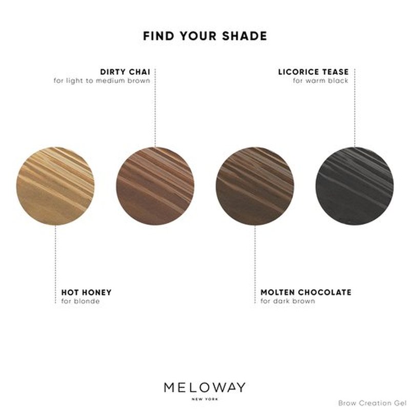 MELOWAY Brow Creation Gel - Tinted Fiber Gel for Thicker, Fluffier Brows - Patented Brush - Vitamin-Enriched Formula - Vegan, Cruelty-Free, Clean - Made in USA - Licorice Tease (Black) - 6.0ml