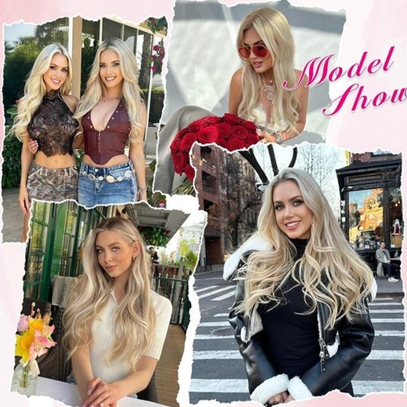 SUZYACCKR Clip in Hair Extensions For Women，Beach Blonde Long Stright Layered Hair Extensions 5PCS Hair Extension Thick Set Natural Soft Hair