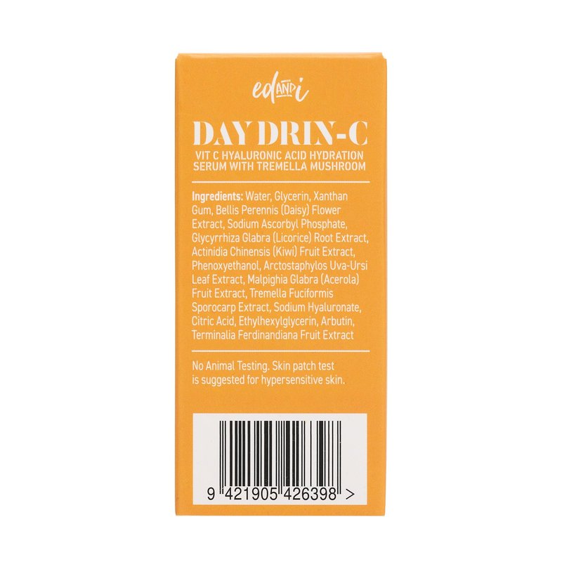 edandi DAY DRIN-C 2 in 1 Face Hydration Serum with Vitamin C and Hyaluronic Acid, Moisturizing, Plumping, & Smoothing the Appearance of Fine Lines, 1.01 oz