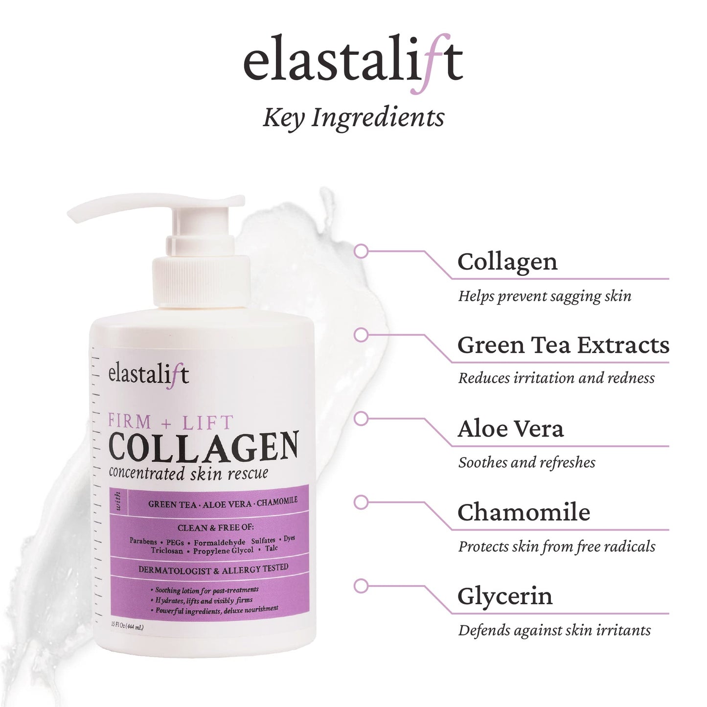 Elastalift Vitamin C Face & Body Brightening Cream Moisturizing Skin Care Lotion, Anti Aging Vitamin C Skincare Moisturizer For Body, Neck, Hands, Age Spots, Wrinkles, & Sun Damaged Skin, 15 Fl Oz