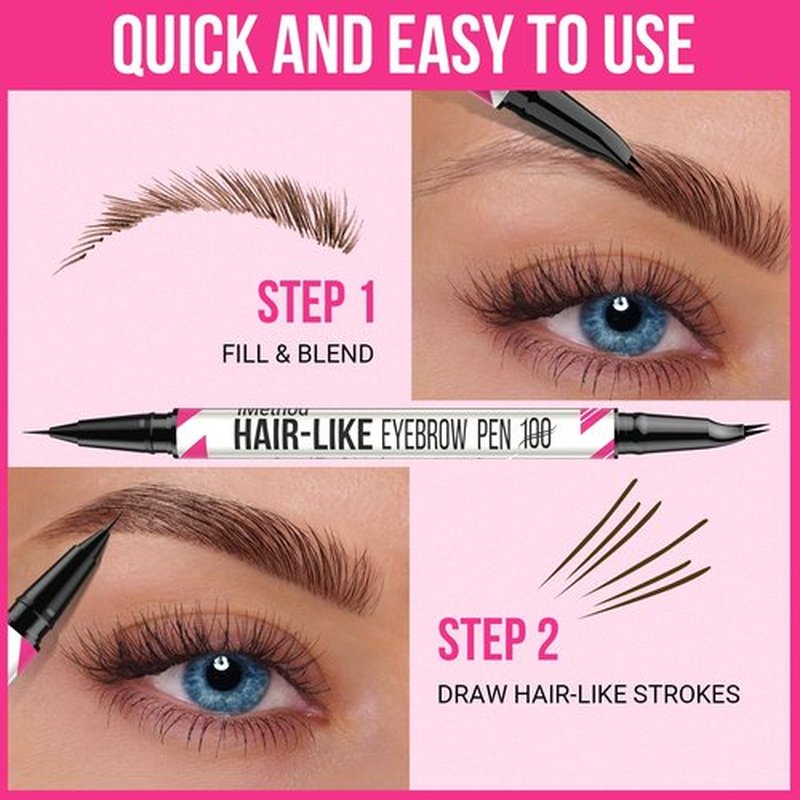 iMethod Curved Eyebrow Pen - Eyebrow Pencil, Brow Pencil 2-in-1 Dual-Ended Microblading Eyebrow Pen with Curved Tip and Precise Brush-Tip, Brow Pen for Natural Hair-Like Brows, Last All-Day, Grey
