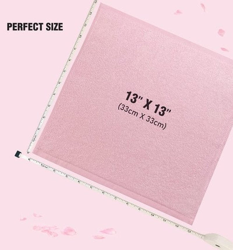 SUMMERMIA 12 Pack Washcloths 13" x 13" - Soft Wash Cloths for Your Face Towel, Wash Cloths for Your Body (Pink)