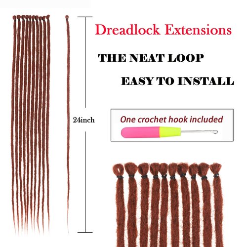 Synthetic straight double tail dreadlocks Hippie style punk crochet 24 inch 20 strands thin 0.6cm female flexible cord extension Synthetic hair crochet hair extension #350