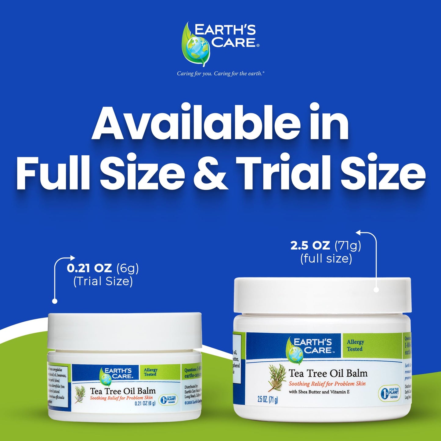 Earth's Care Tea Tree Oil Balm, No Parabens, Colors or Fragrances, Allergy-Tested 2.5 OZ. (3 Pack)