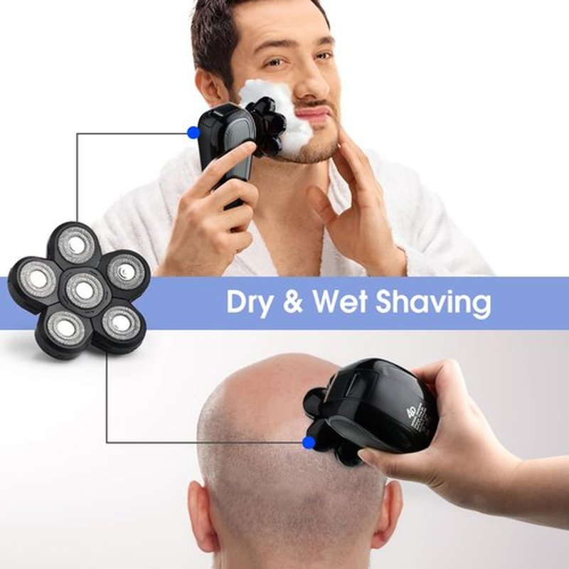 6D Blades Shaver Replacement Heads, Head Shavers for Bald Men Replacement Blades, with Shaving Brush & Shaver Cleaning Brushes, 3 Pack