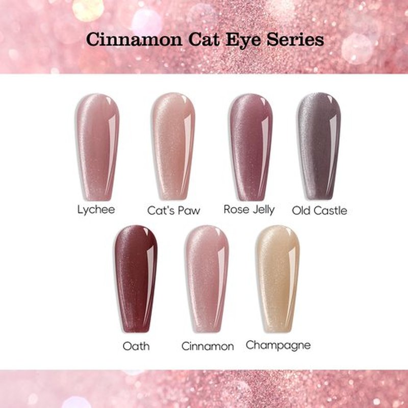 ADHERE 7 Colors Cat Eye Gel Nail Polish, 12ml Upgraded Magnetic Gel Polish Kit with Magnet Stick,Magnetic Gel Polish Soak Off Nude Manicure Nail Salon