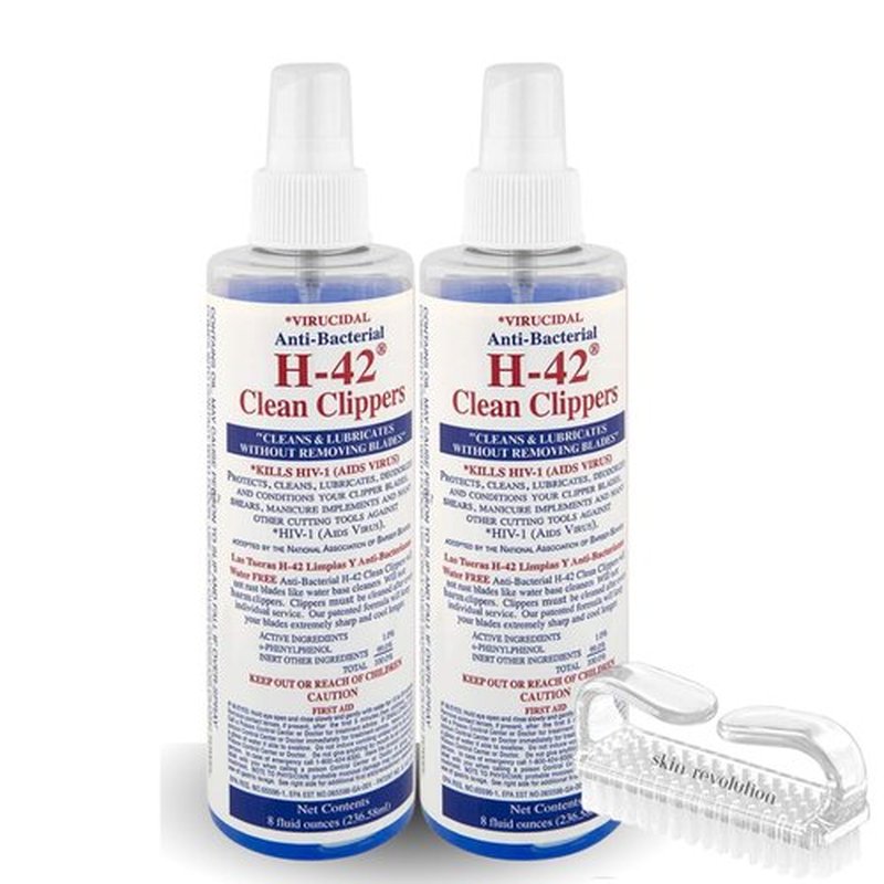 H-42 Clean Clippers Blade Cleaner with Brush - 8oz Bottle (2 Pack)