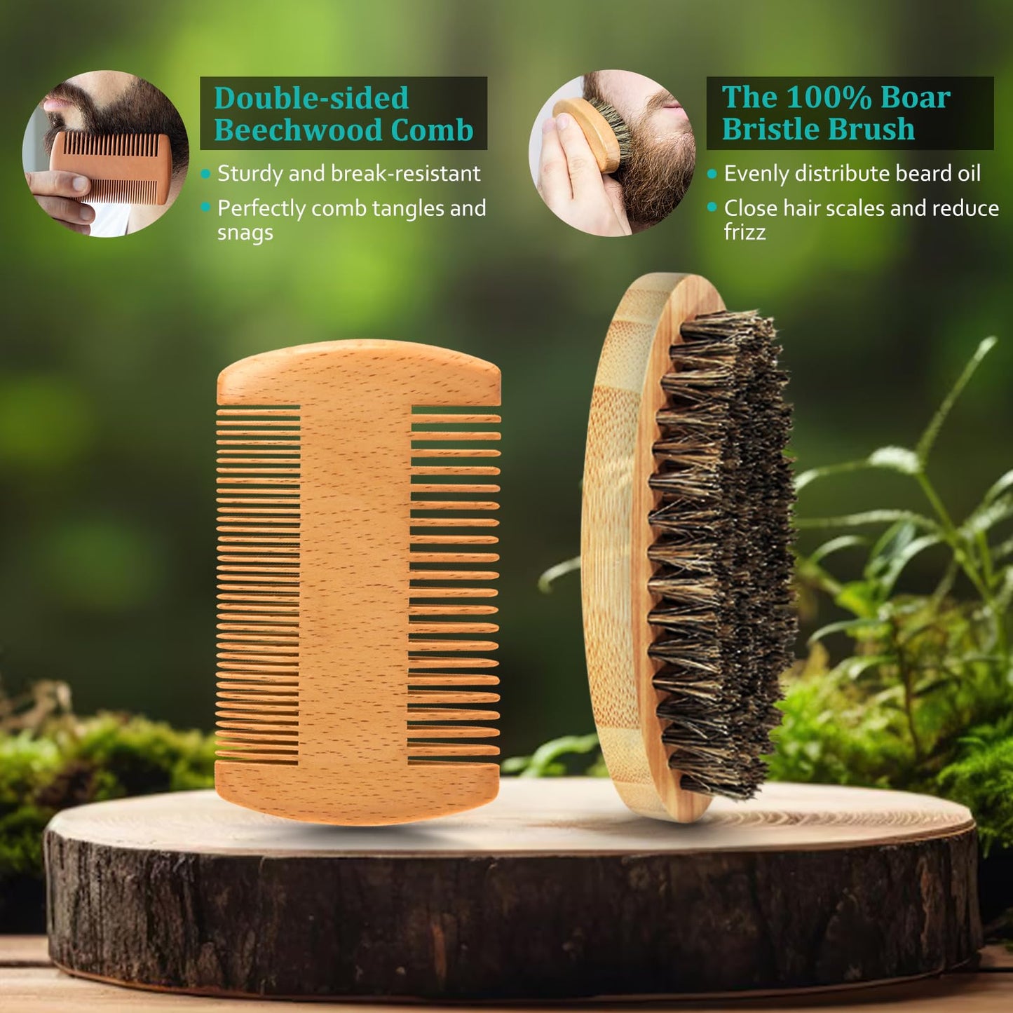 RAFFIN Beard Kit w/Beard Oil, Beard Balm, Beard Brush, Beard Comb, Beard Wash/Shampoo for Men's Self-care, Christmas & Stocking Stuffers for Adult Men, Birthday Gifts for Him Husband Boyfriend Dad