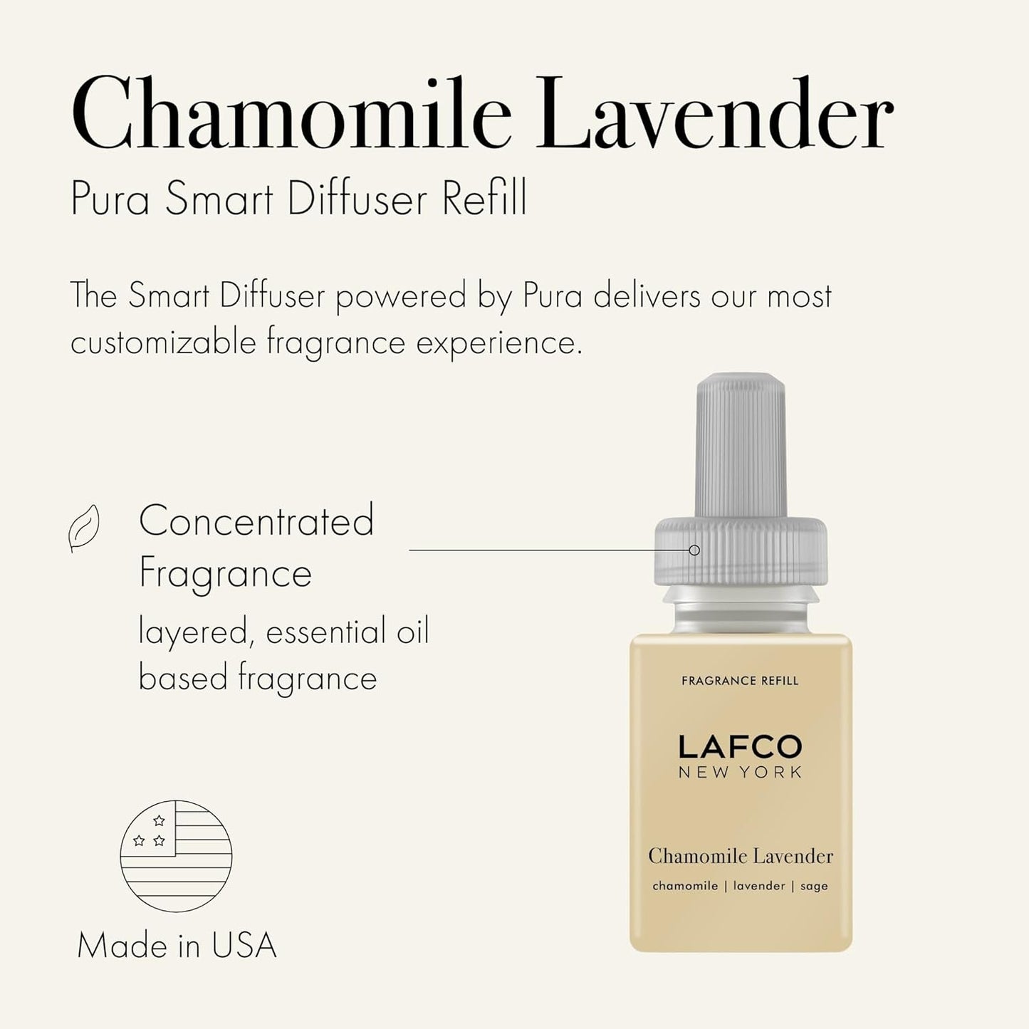 LAFCO New York Pura Smart Device Refill - Chamomile Lavender Scent | Lasts Up to 2 Weeks
