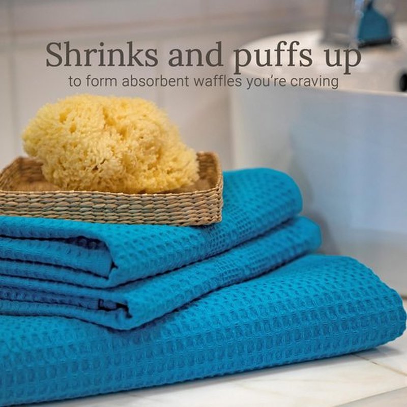 GILDEN TREE Waffle Towel Quick Dry Thin Exfoliating, 4 Pack Washcloths for Face Body, Classic Style (Aqua)