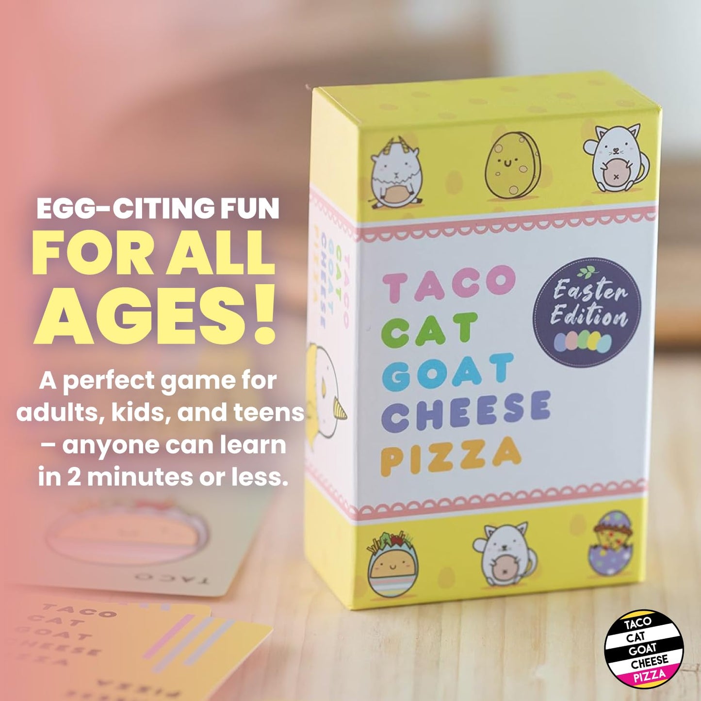 Taco Cat Goat Cheese Pizza Easter Edition Card Game for Family Game Night | Candy-Free Easter Basket Stuffers | Easy to Play 15 Minute Rounds | Fun for Kids, Teens, Adults, and Families | 2-8 Players