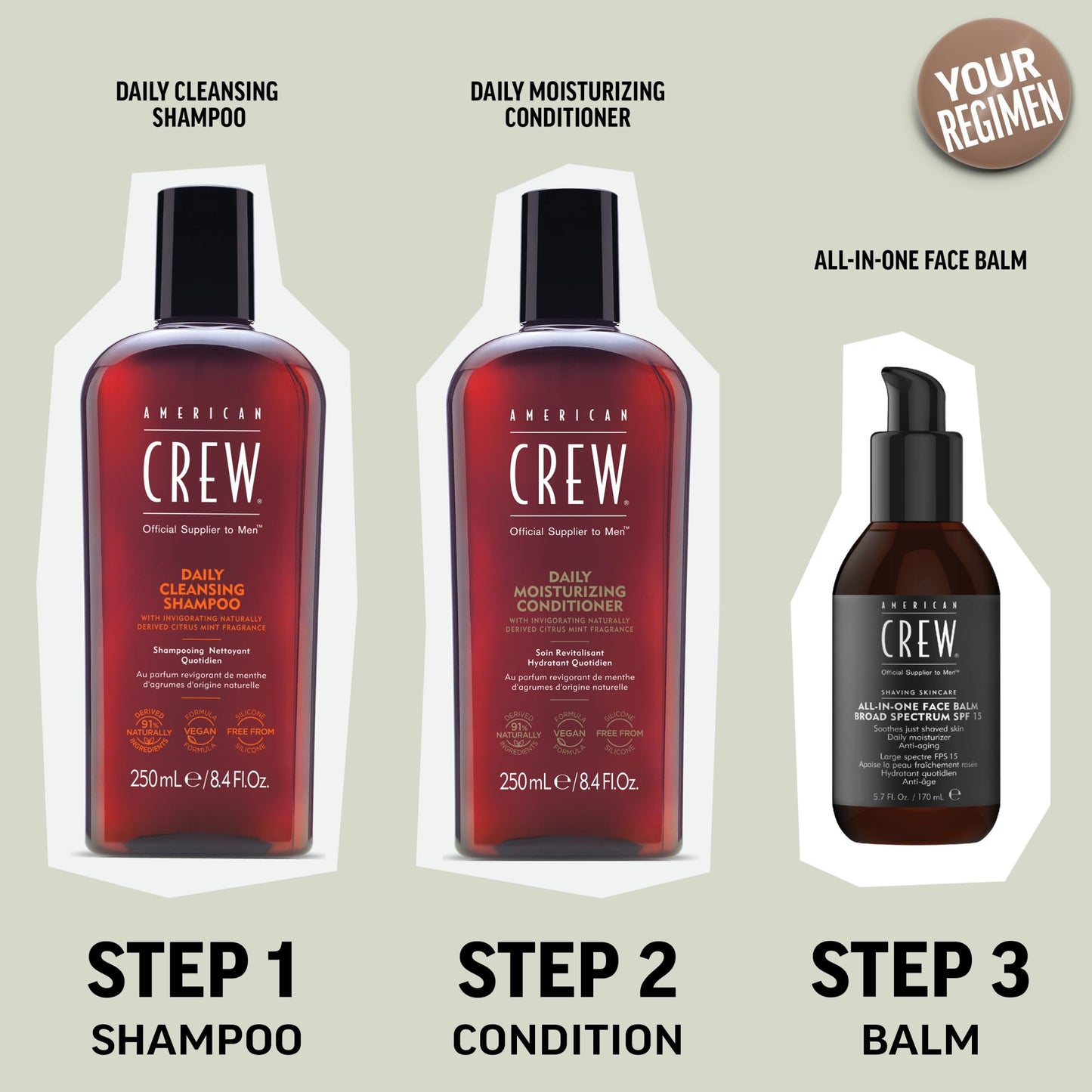 American Crew Shampoo for Men, Daily Cleanser, Naturally Derived, Vegan Formula, Citrus Mint Fragrance, 33.8 Fl Oz