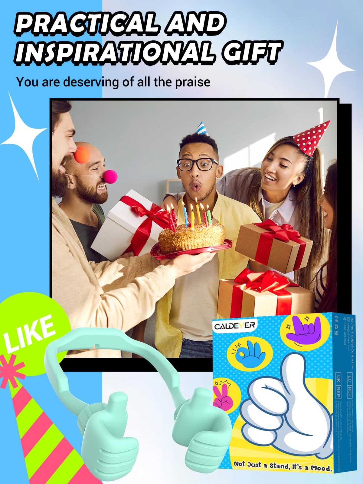 Graduation Gifts for Teens Girls Kids Cell Phone Stand: UPGRADE Adjustable Thumbs Up Lazy Phone Holder for Desk Fun Gadget Stocking Stuffers Teenager Boys Adult Wife Women Mom Tween Gift Trendy Stuff