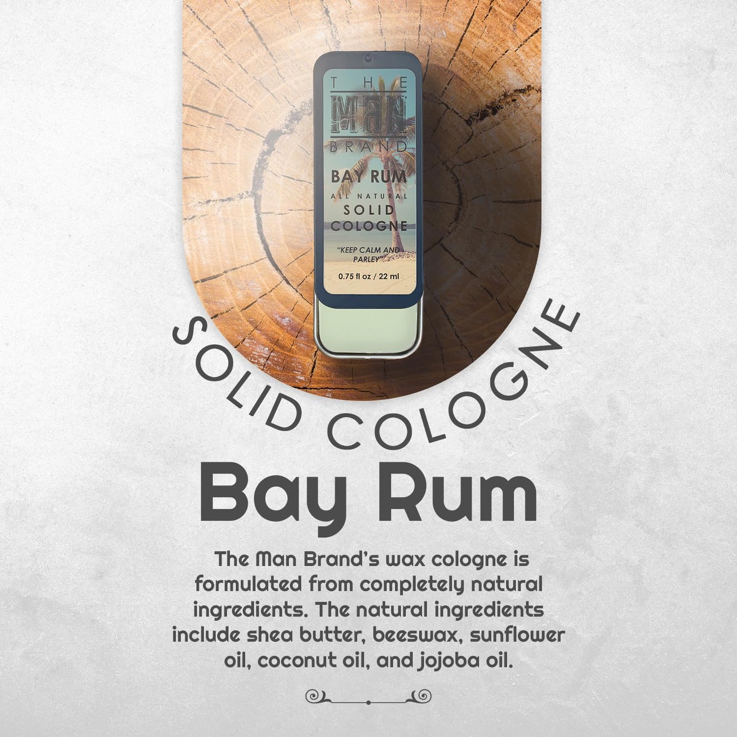 The Man Brand Bay Rum Solid Cologne for Men (3/4 oz) - Wax Cologne Balm - Warm Bay Rum & Coconut Scent -Alcohol-Free Travel-Size Alternative to Spray Cologne