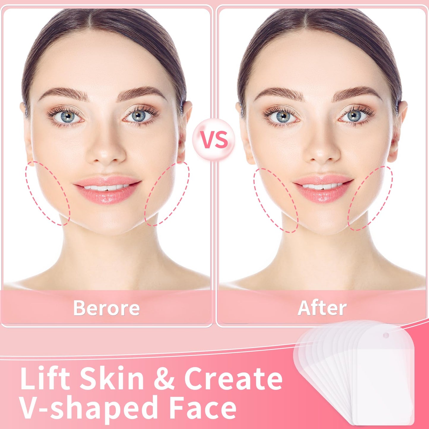 Neck Tape Lifting Invisible,Face Tape Lifting Invisible 20PCS Face Lift Tapes and Bands with 8 Strings Facelift Tape for Face,Neck Tape Lift Turkey for Sagging Skin Double Chin Jowls Eyes Wrinkles