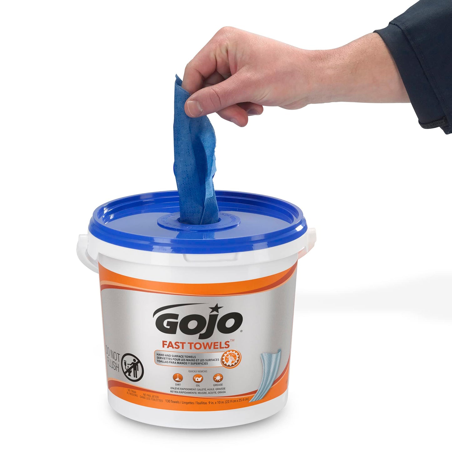 Gojo Fast Towels, Heavy Duty Textured Wet Wipes, Citrus Scent 130ct 6298-04