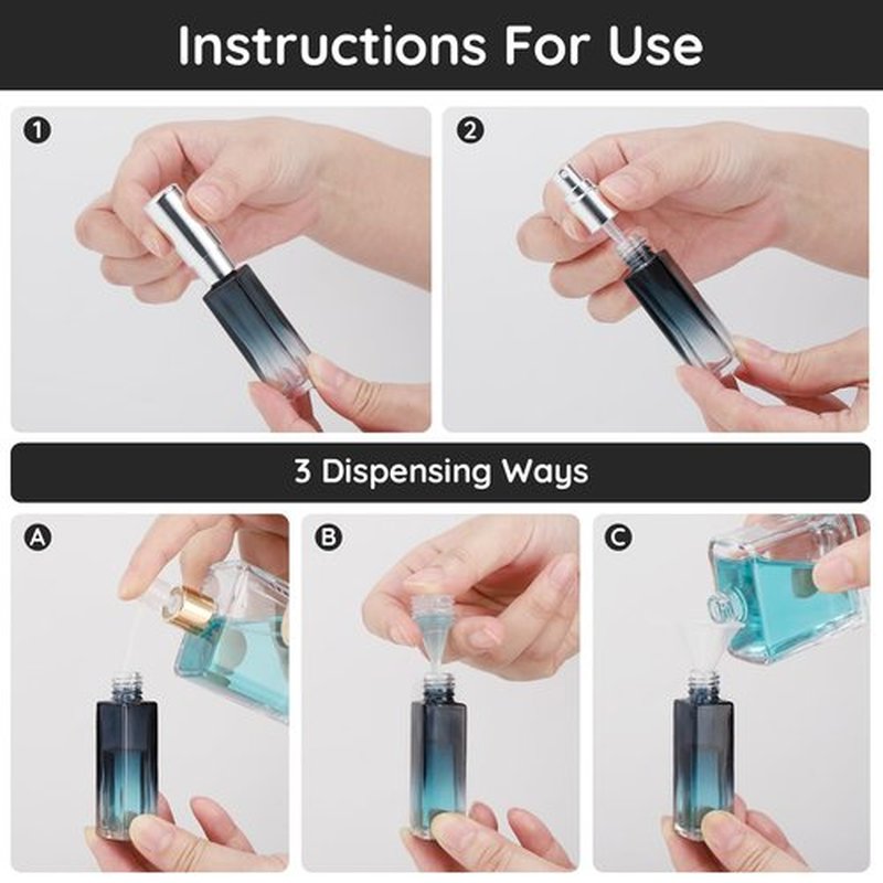 Segbeauty Refillable Perfume Bottle Travel, 5 Set of 10ML Pocket Glass Perfume Atomizer, Empty Fine Mist Mini Travel Bottles Set Cologne Atomizer Dispenser Fragrance Sprayer Cosmetic Container