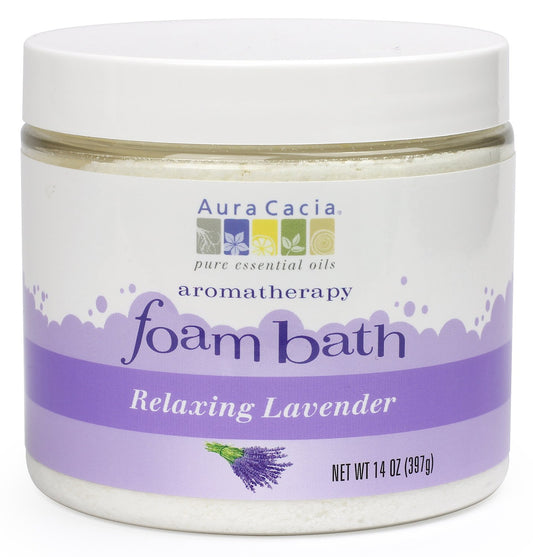 Relaxing Lavender Aromatherapy Foam Bath - Aura Cacia, 14 oz Jar (2-Pack)