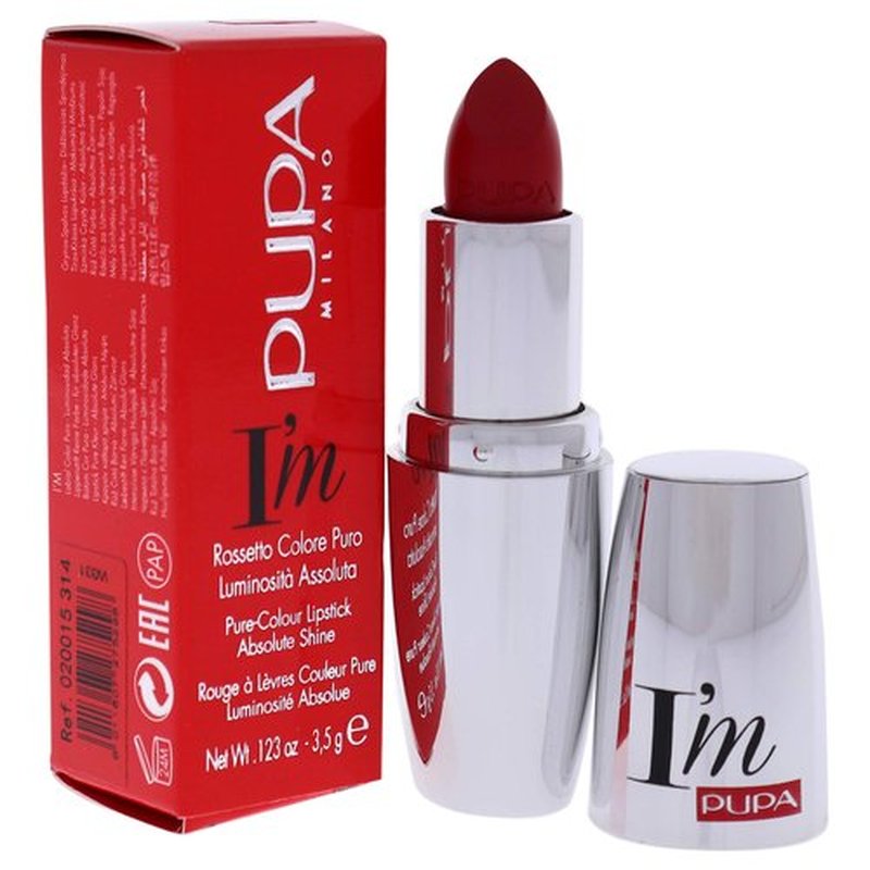 Pupa I Am Pure-Colour Lipstick - 314 True Red Milano for Women - 0.123 oz Lipstick
