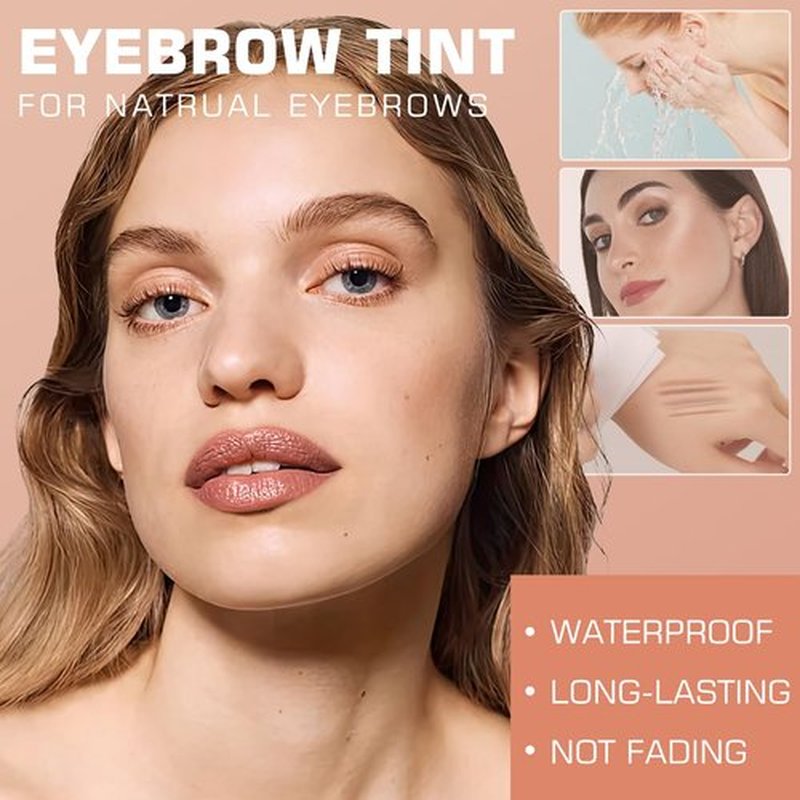 Tattoo Peel Off Eyebrow Gel Tint - Brow Gel With Eyebrow Stencils, Long-lasting Waterproof Transfer-proof Eye Brow Tinting Kit For Fuller & Defined Looking Brows (Gray Brown, 1 PCS)