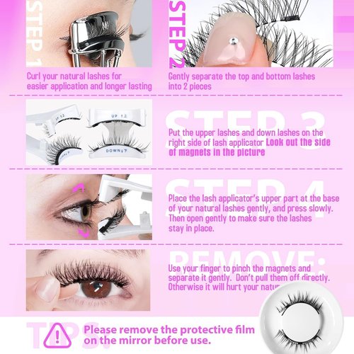 Magnetic Eyelashes with Applicator,Krafty Magnetic Eyelashes,Magnetic Eyelashes,Magnetic Eyelashes Natural Look（Natural+Simple+Devil）