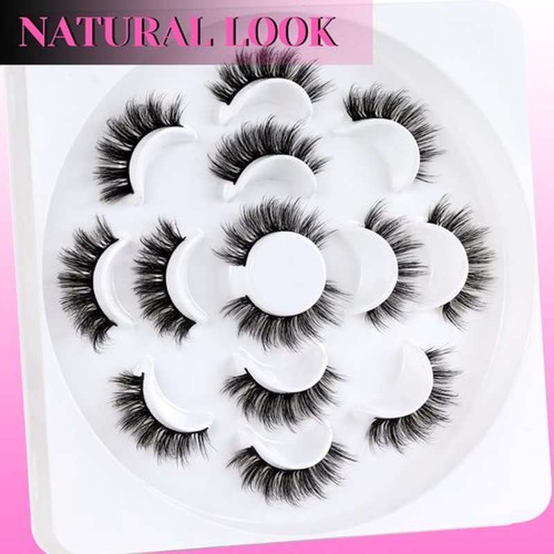 Veleasha 5D Faux Mink Lashes Handmade Luxurious Volume Fluffy Natural False Eyelashes 7 Pairs (Elegance)