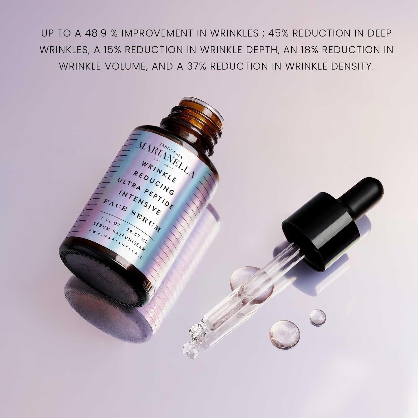 Jaboneria Marianella Wrinkle Reducing Intensive Peptide Serum with Argireline & Matrixyl 3000 Peptides — Anti-Aging Face Serum — Hyaluronic Acid, Rosehip Oil, Vitamin C
