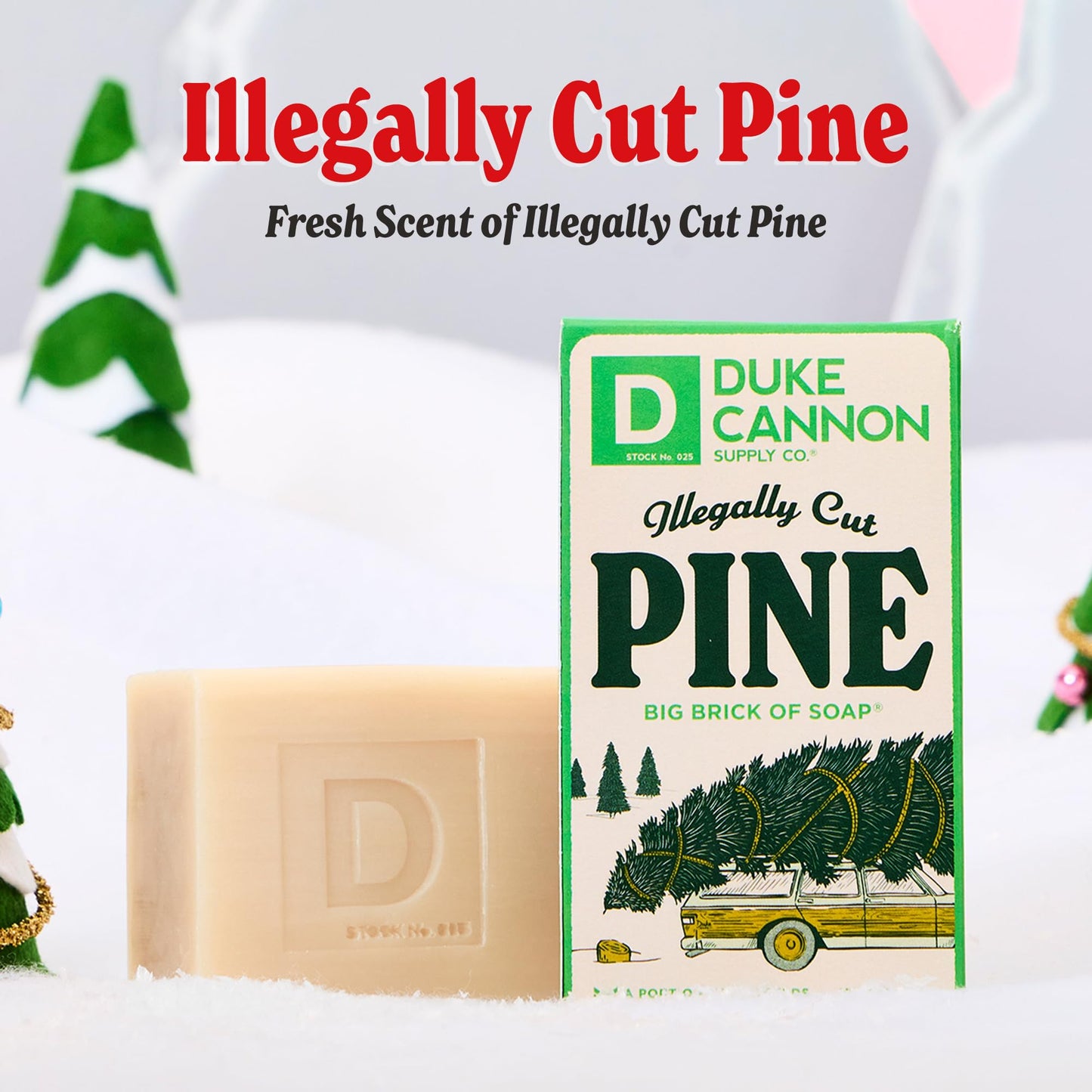 Duke Cannon Big Brick of Soap for Men, Holiday Edition – Illegally Cut Pine Scent, 10 oz
