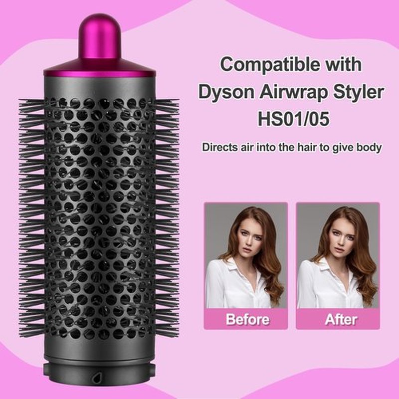 AFDD Round Volumizing Brush and Anti-Flight Flyaway Attachment for Dyson Airwrap Styler HS01/HS05, Hair Smoothing Drying Volumizer Styling Kit Attachment Compatible with Airwrap(Rose)