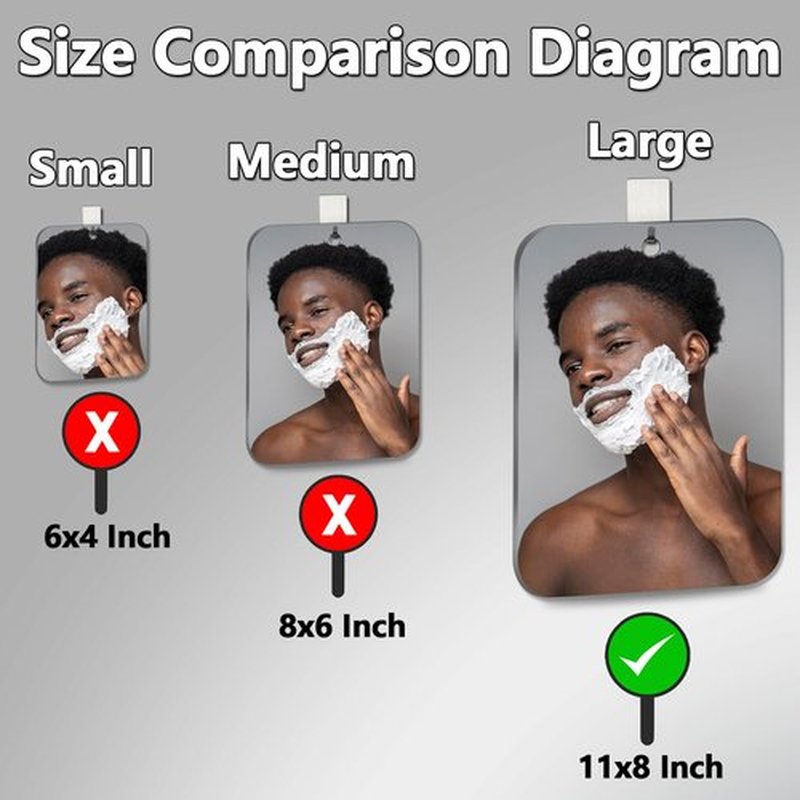2 Pack Shower Mirror Fogless for Shaving, Larger 10.7x8 inch Plexiglass Hand Mirror for Shower, Plastic Small Wall Mirror for Travel, Unbreakable Shower Little Mirror, Camping Mirror, Hanging, Espejos