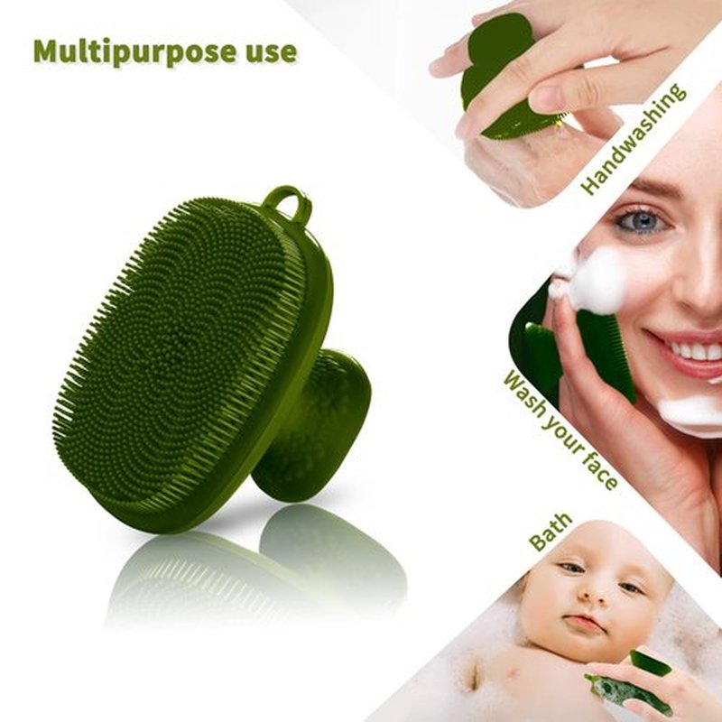 VWMYQ Silicone Face Scrubber for Men Facial Cleansing Brush Silicone Face Wash Brush Manual Waterproof Cleansing Skin Care Face Brushes for Cleansing and Exfoliating (Green)