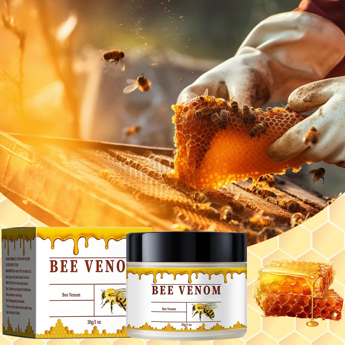 3 PCS Bee Venom Skin Treatment Cream, New Bee Venom Comprehensive Cream, Face lifting and firming, Natural Serum Suitable Gentle for All Skin Types