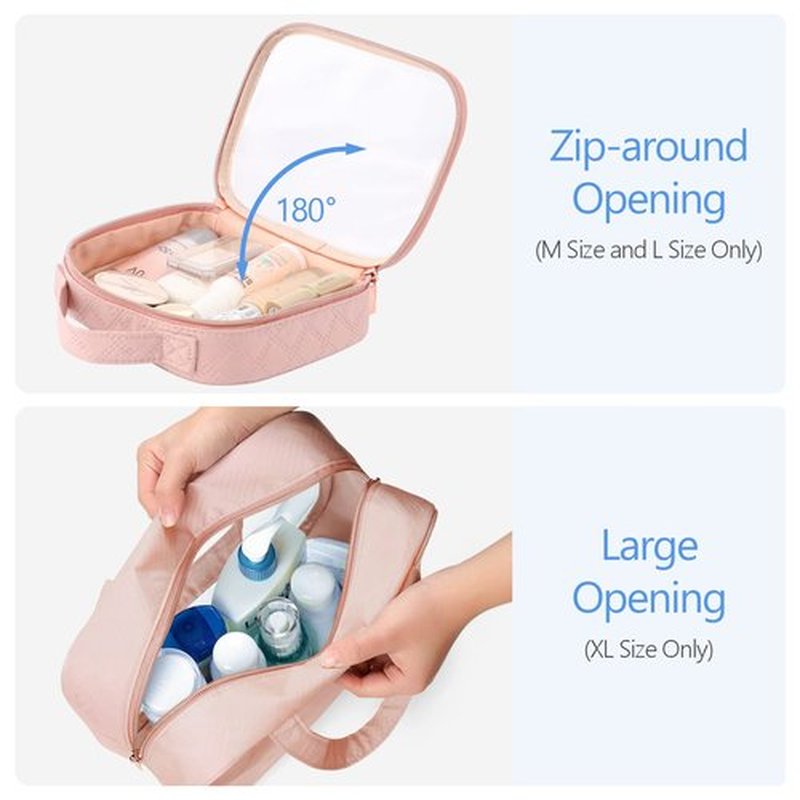 PACKISM Clear Toiletry Bags - 2 Pack Clear Makeup Bags with Handle Large Opening, Waterproof Clear Cosmetic Bags Fit Carry-on Travel Essentials, Travel Accessories Clear Travel Bags, Pink