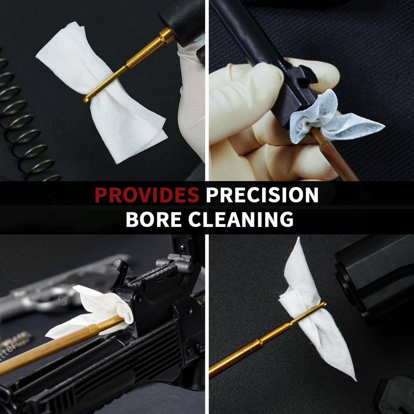 Gun Cleaning Supplies in Storage Box - Gun Cleaning Patches 300PCS and Long Cotton Swabs 200PCS, 6" Cotton Swabs, 2" x 2" Lint Free Cloth Fit Most Caliber Firearms .30/.38 Cal/ 9 mm