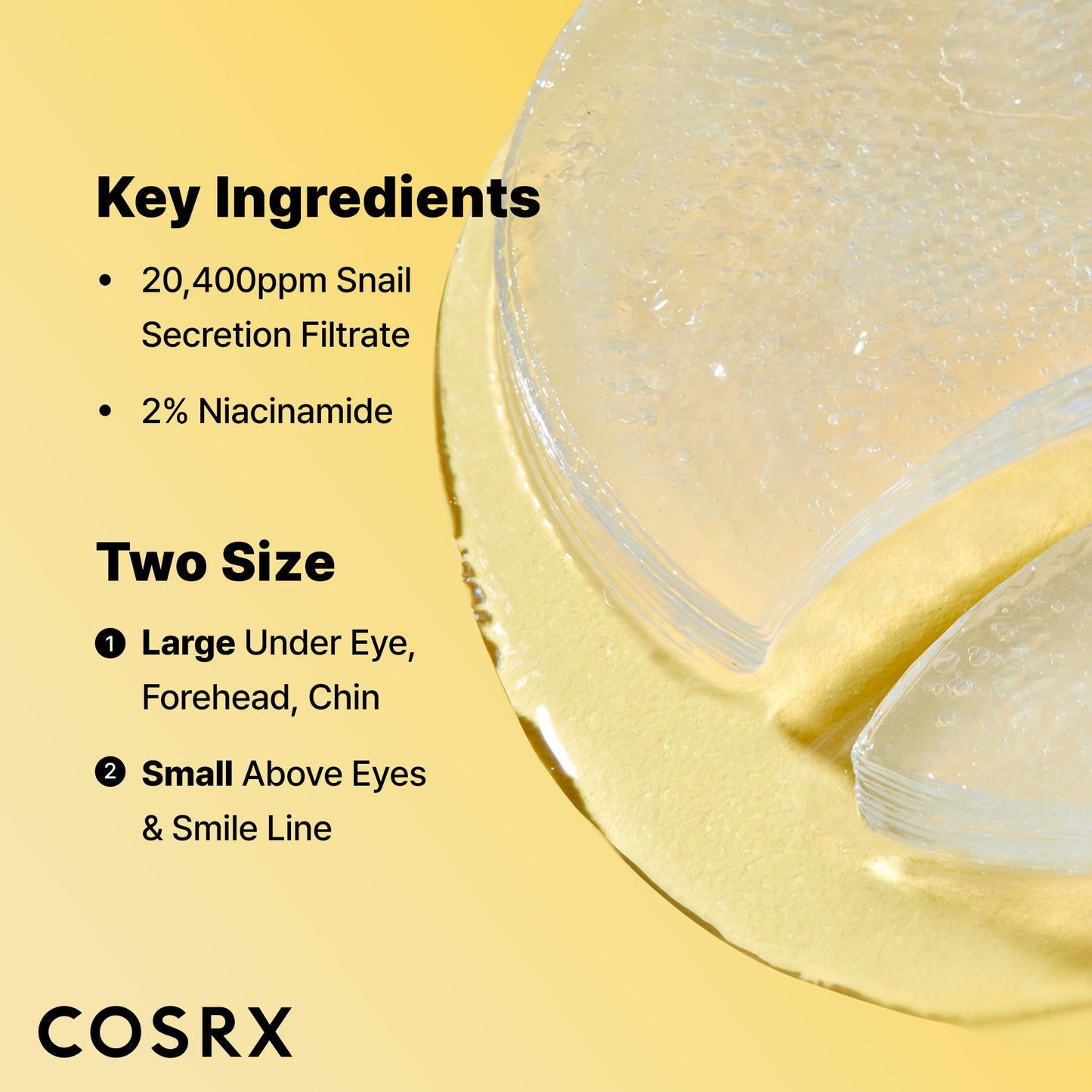 COSRX Advanced Snail Mucin Hydrogel Eye Patch for Fine Lines & Dry Under Eyes, Gel Serum Mask, Hydrating Under Eye Patches (60), Snail Eye Patches, Korean Skin Care