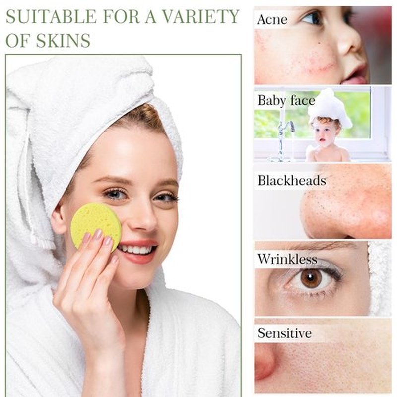 120 Pcs Compressed Facial Sponges Natural Face Exfoliator Disposable Face Sponges for Cleansing Round Soft Facial Scrubber Pads with Storage Container for Makeup Removal Travel (Lemon Yellow)