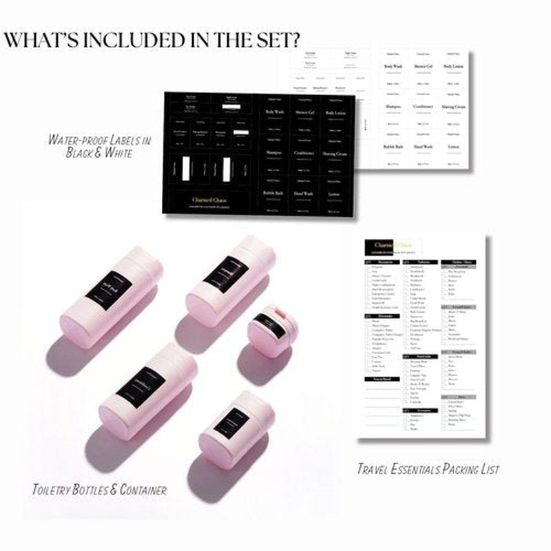 Travel Toiletries Bottles, Travel Shampoo and Conditioner Bottles, Travel Bottles Leak Proof, TSA Approved BPA Free Refillable Squeezable Travel Liquid Containers Set Minimalist Style (Pink)