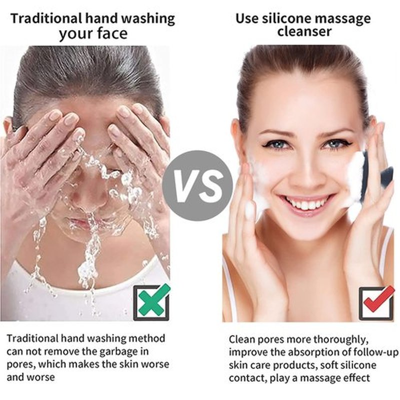 VWMYQ Face Scrubber Face Scrubber for Men Facial Cleansing Brush Silicone Face Wash Brush Manual Waterproof Cleansing Skin Care Face Brushes for Cleansing and Exfoliating (Gray)