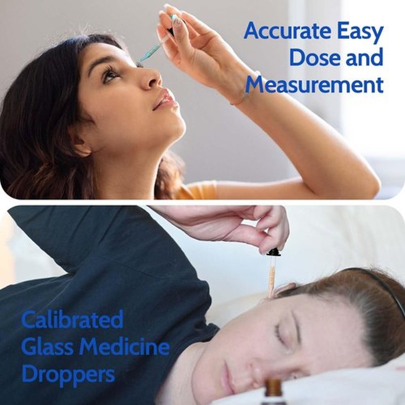 BAKOTAKA Glass Eye Dropper - 6 Pack Bent Tip Calibrated Glass Medicine Droppers, 1mL Liquid Pipettes Droppers with Measurement for Oils, Feeding, Ear, Lab, Candy Mold, Crafts Projects