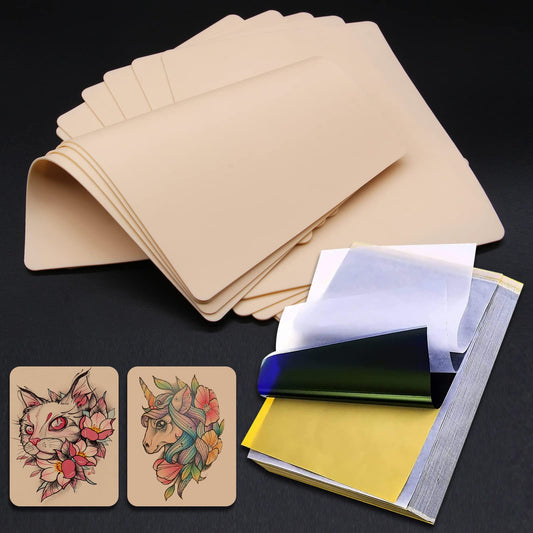 Autdor Tattoo Practice Skins - 40Pcs Kit with Transfer Paper, 30Pcs Tattoo Paper & 10Pcs Double Sided Blank Skin for Beginners & Experienced Artists
